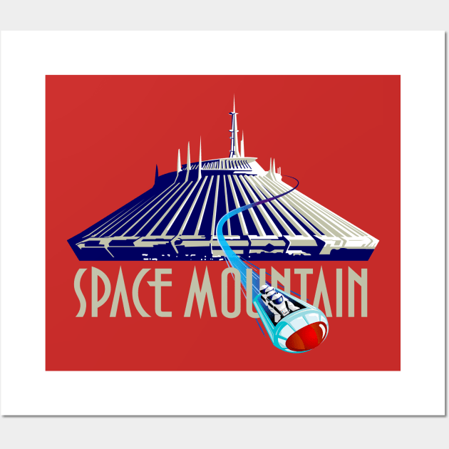 Space Mountain Retro Style - White Wall Art by Blake Dumesnil Designs